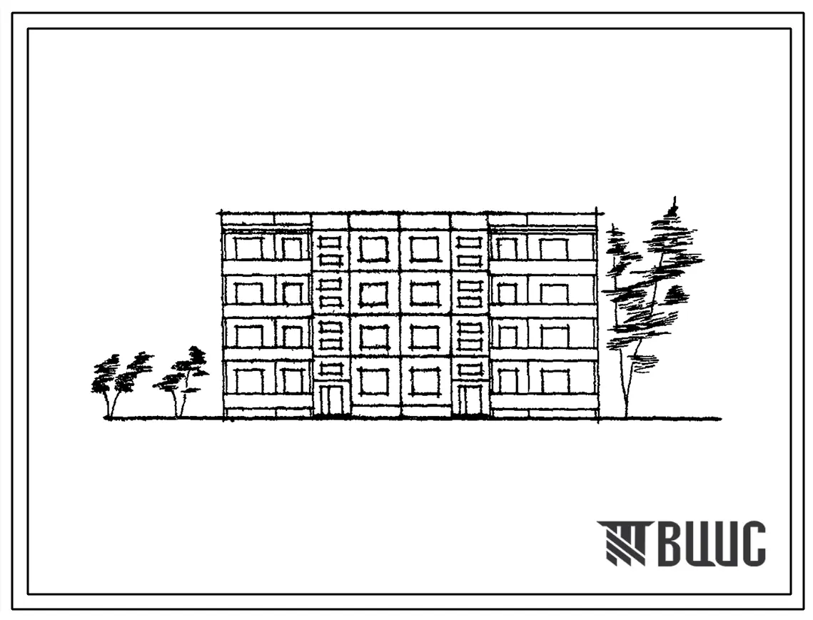 Типовой проект 76-09сп Крупнопанельная 4-этажная блок-секция на 16 квартир поворотная левая (двухкомнатных-8, трехкомнатных-8). Для строительства в 4 строительно-климатической зоне, в районах с сейсмичностью 7 баллов, на грунтах 2 типа просадочности.