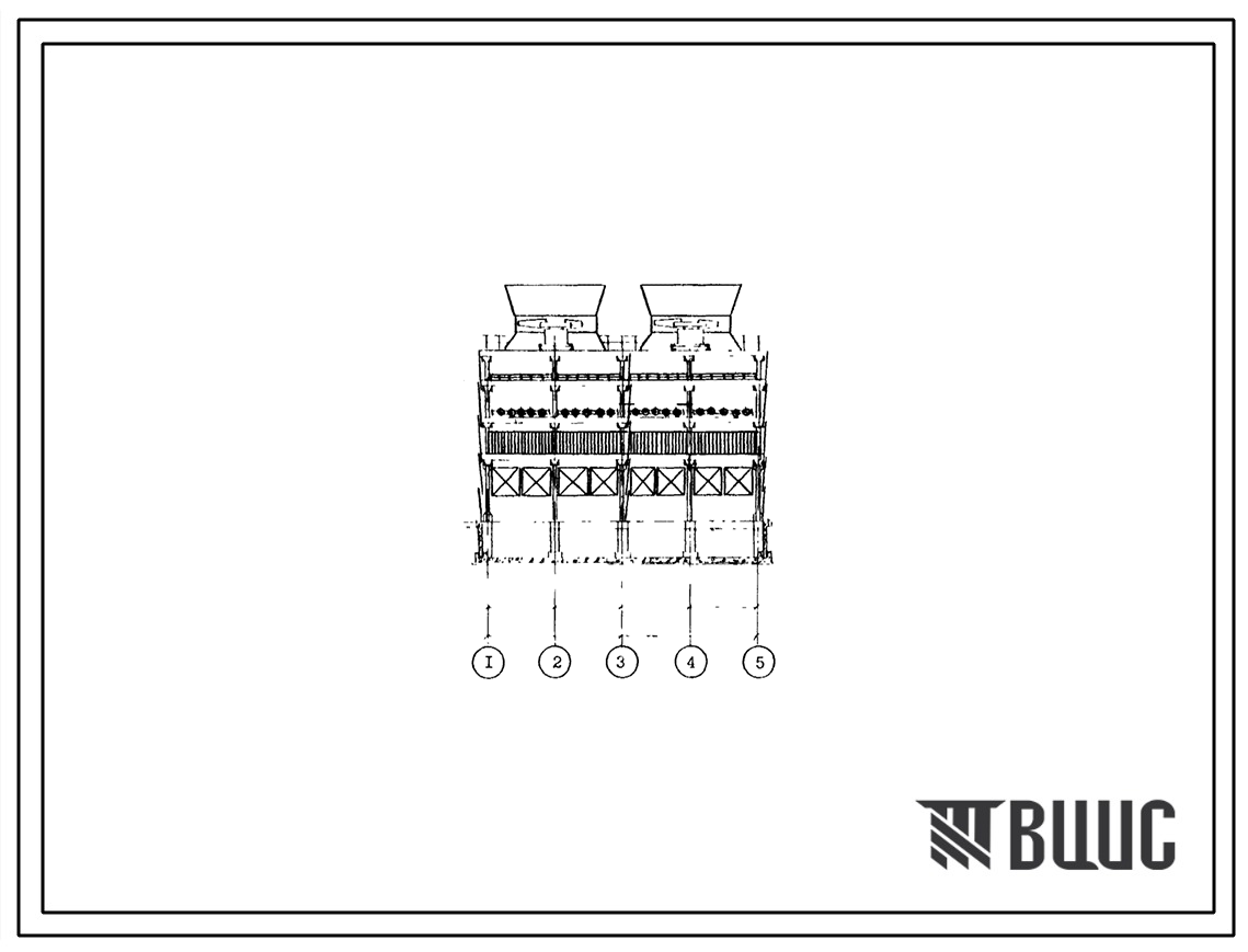 Типовой проект 901-6-51 Градирни с вентиляторами 2ВГ50 пленочные капельные и брызгальные с секциями площадью 64 куб. м с каркасом из железобетонных элементов