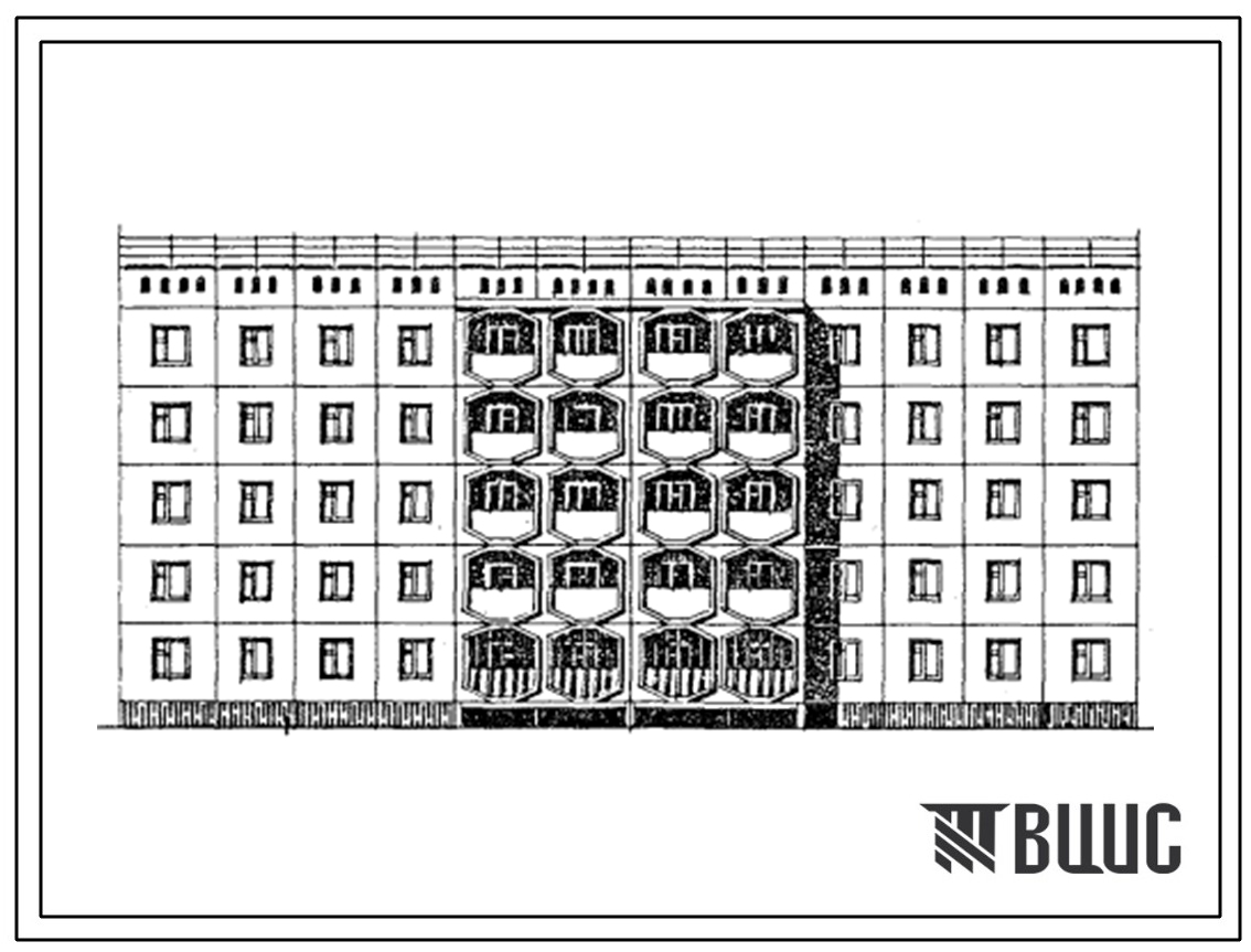 Типовой проект 76-0101сп.13.87 Блок-секция 5-этажная 20-квартирная рядовая 5.4-4.5 (шаг 3,0 и 3,6м). Для строительства в Узбекской ССР.