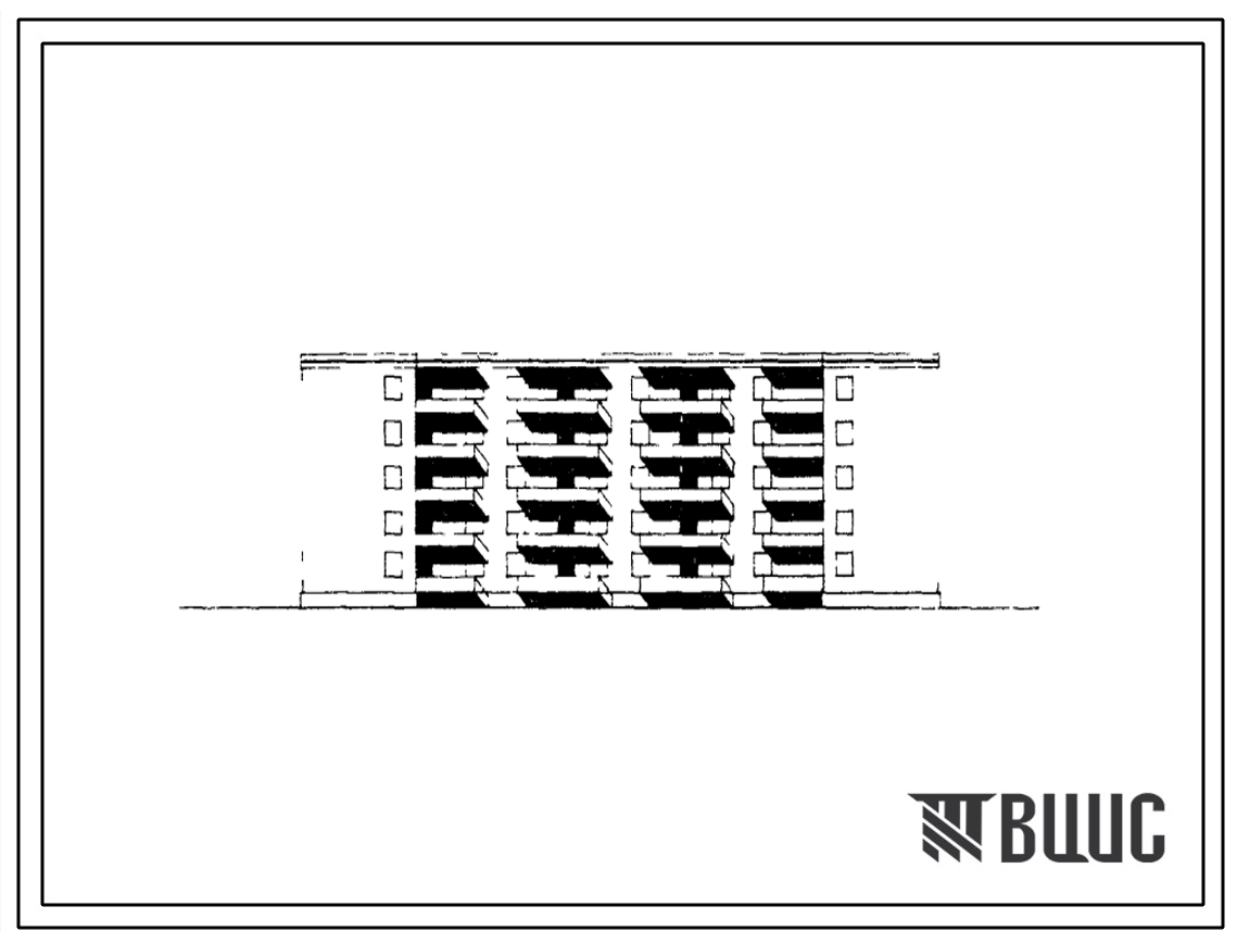 Типовой проект 155-63-15с Пятиэтажный дом для малосемейных на 50 квартир (однокомнатных 1А-20, 1Б-10; двухкомнатных 2А-20) со стенами из пильного камня известняка. Для строительства в 4Б климатическом подрайоне Азербайджанской ССР сейсмичностью 7 и 8 балл