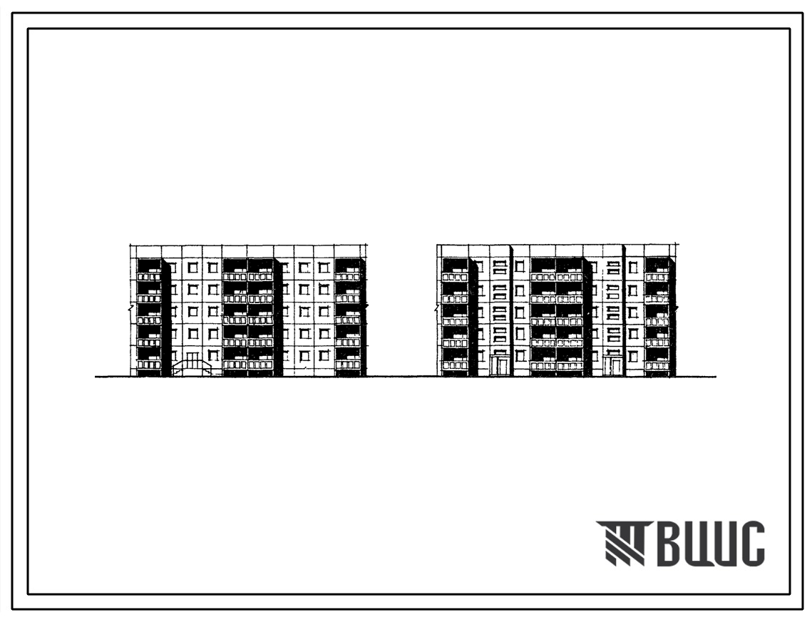 Типовой проект 105-018с Пятиэтажная блок-секция со сквозным проходом на 20 квартир (трехкомнатных 3Б-11, четырехкомнатных 4Б-9). Для строительства в районах сейсмичностью 8 и 9 баллов