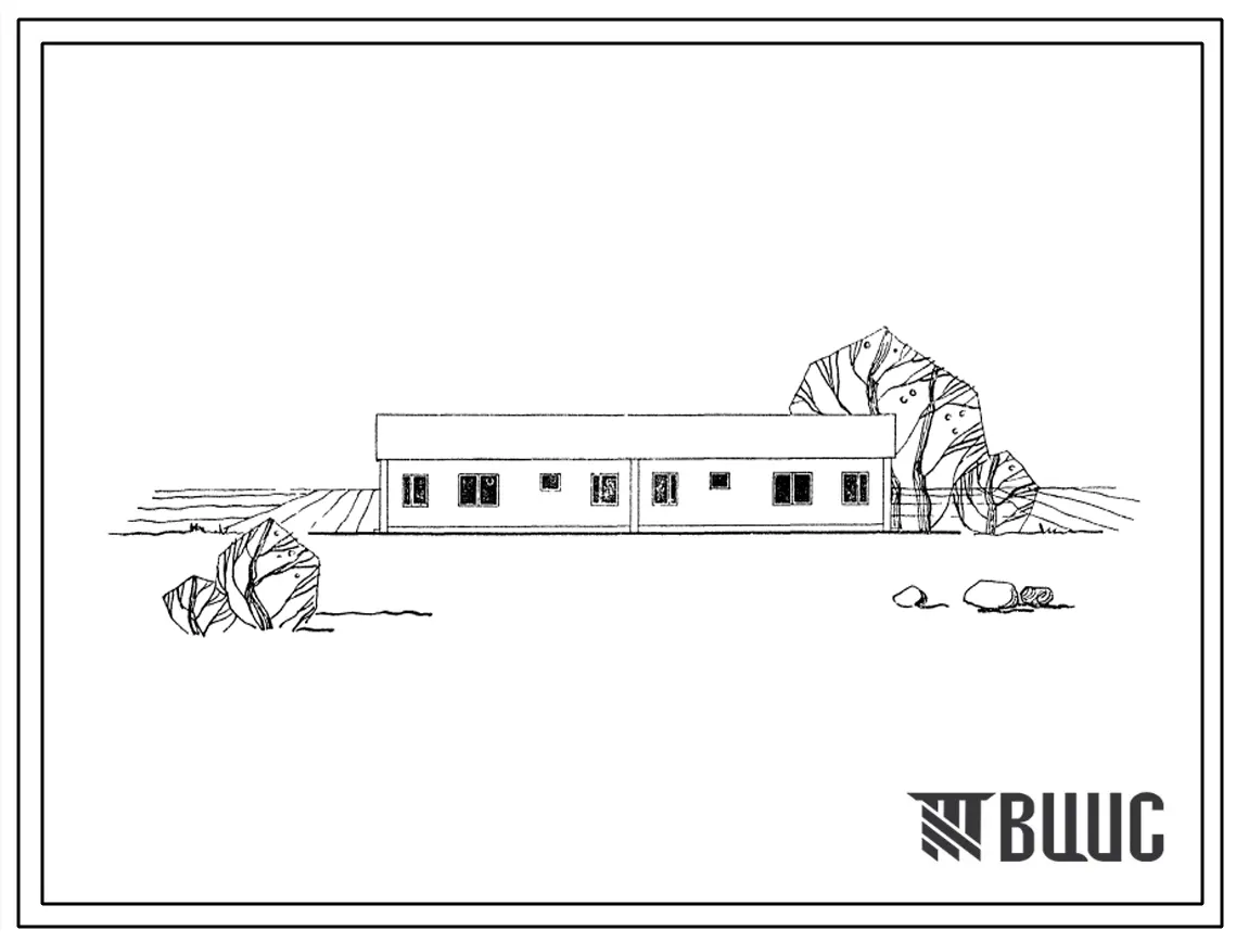 Типовой проект 184-52-46с Одноэтажный двухквартирный жилой дом с трехкомнатными квартирами. Для индивидуального строительства.