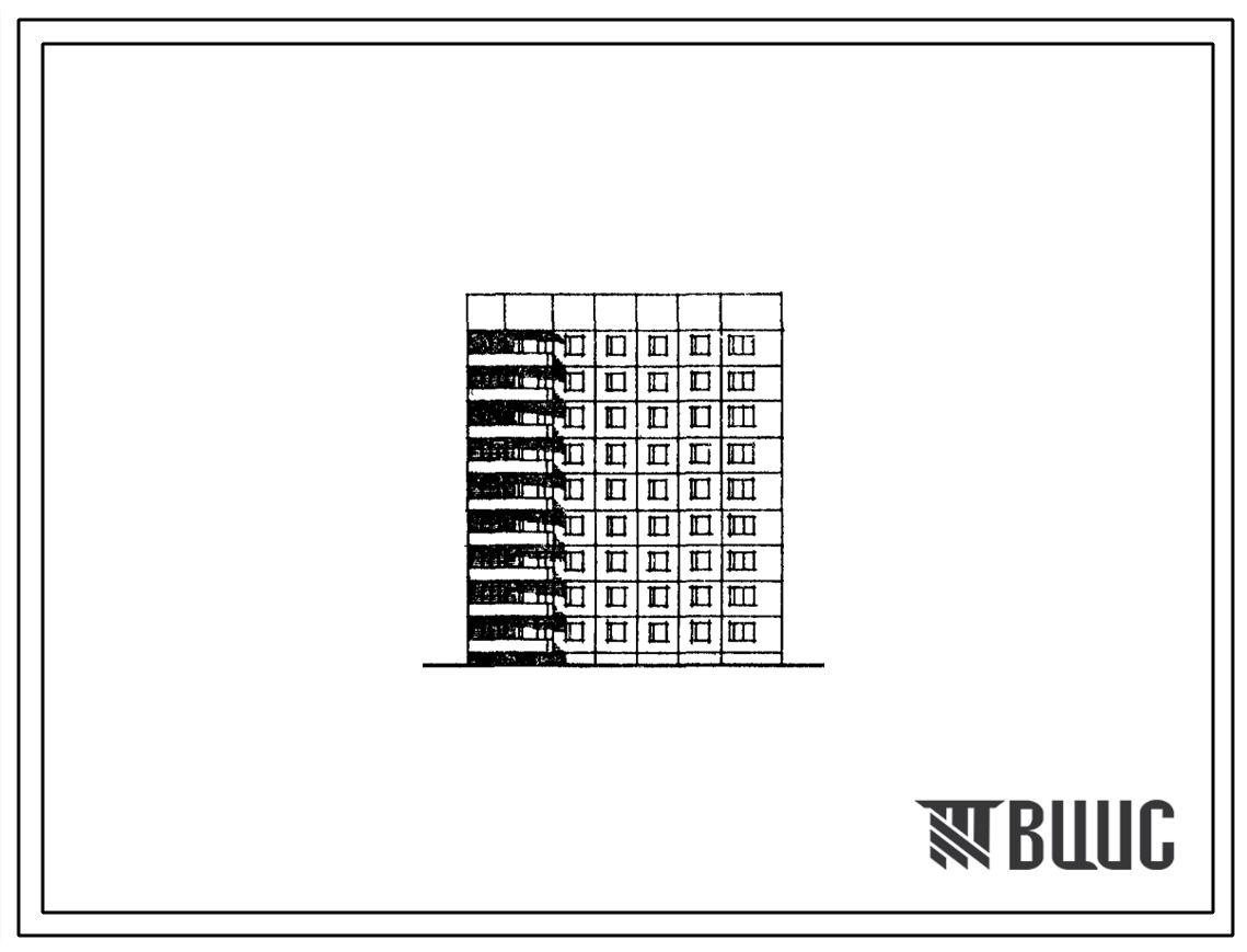 Типовой проект 121-017/1.2 Девятиэтажная блок-секция торцевая правая на 36 квартир. Для строительства в городах и поселках городского типа