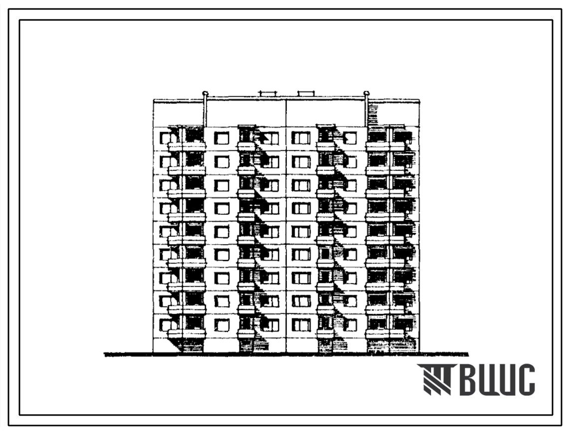 Типовой проект 120-022.2 Девятиэтажная блок-секция рядовая торцевая на 36 квартир. Для строительства во 2Б и 2В климатических подрайонах Литовской ССР