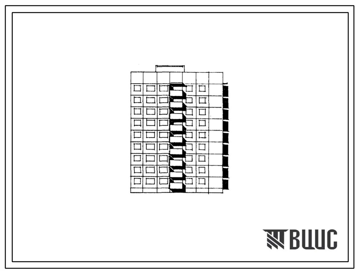 Типовой проект 138-013с/1.2 Блок-секция 9-этажная 35-квартирная торцовая правая 1Б.2Б.2Б.3А для Сахалинской области