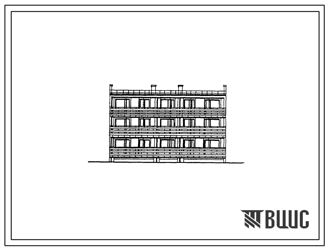 Типовой проект 103-016.13.86 Трехэтажная блок-секция рядовая на 6 квартир с несущими кирпичными поперечными стенами. Для строительства в Латвийской ССР