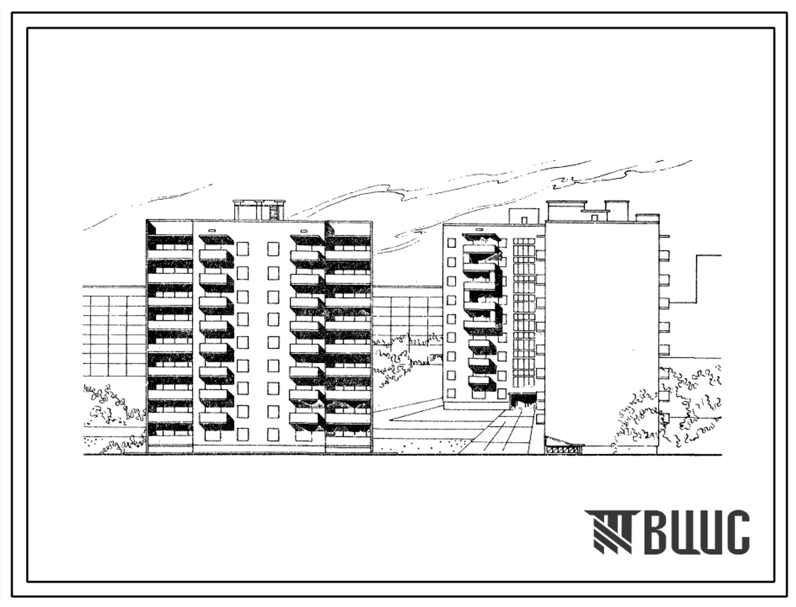 Типовой проект 87-0120/1 Девятиэтажная блок-секция рядовая для малосемейных на 54 квартиры. Для строительства во IIВ, IIIБ и IIIВ климатических подрайонах.