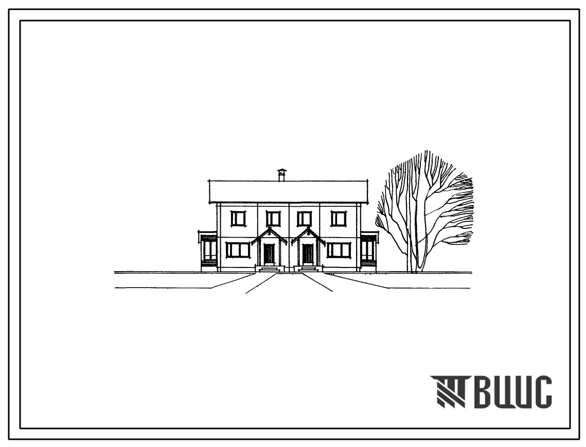 Типовой проект 141-90сх-38/1 Двухэтажный двухквартирный жилой дом с квартирами типа 4А в двух уровнях.