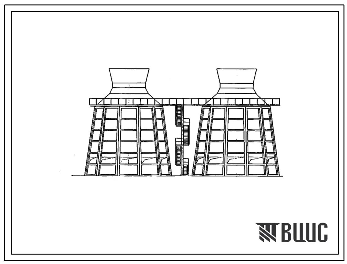Проект Т-2678 Одновентиляторные градирни в виде оболочки из сборных железобетонных ребристых плит площадью орошения 16,64,144 кв.м (Проект 4085-Э-83)