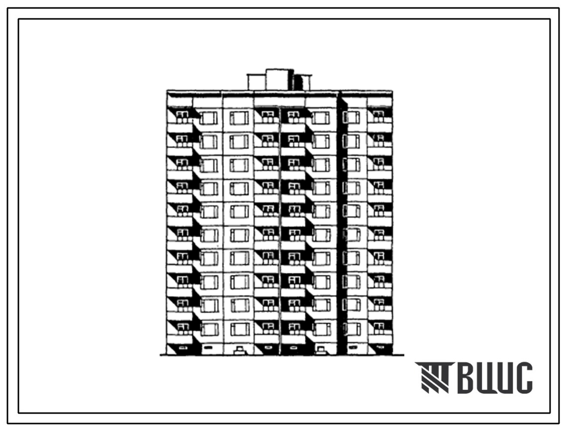 Типовой проект 90-0119.13.86 Блок-секция 10-этажная 40-квартирная рядовая с торцевыми окончаниями 2-2-3-3 (для строительства в городе Калининграде и Калининградской области)