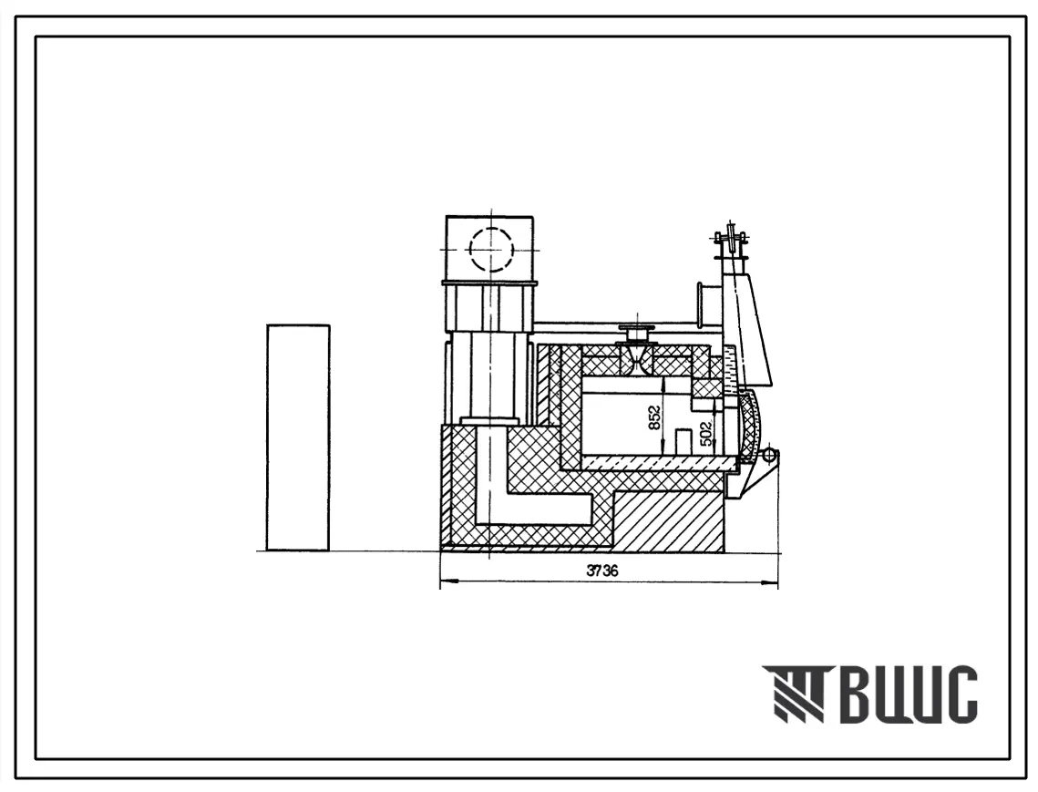 Типовой проект 406-9-225 Печь нагревательная камерная размерами пода 1,62х1,16 м на газе низкого давления с отводом дыма в боров