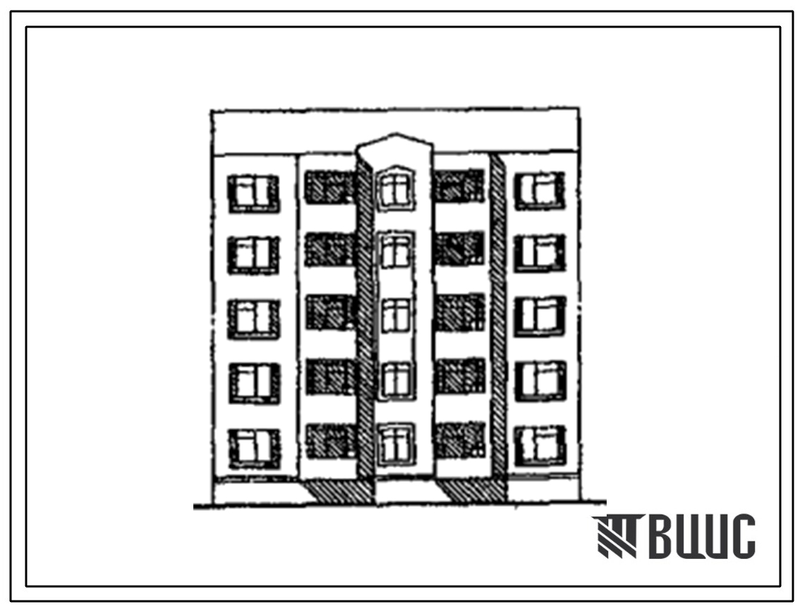 Типовой проект 175-039с.13.90 Блок-секция 5-этажная 15-квартирная 2.2.2 рядовая с торцовыми окончаниями (для республики Кыргызстан)