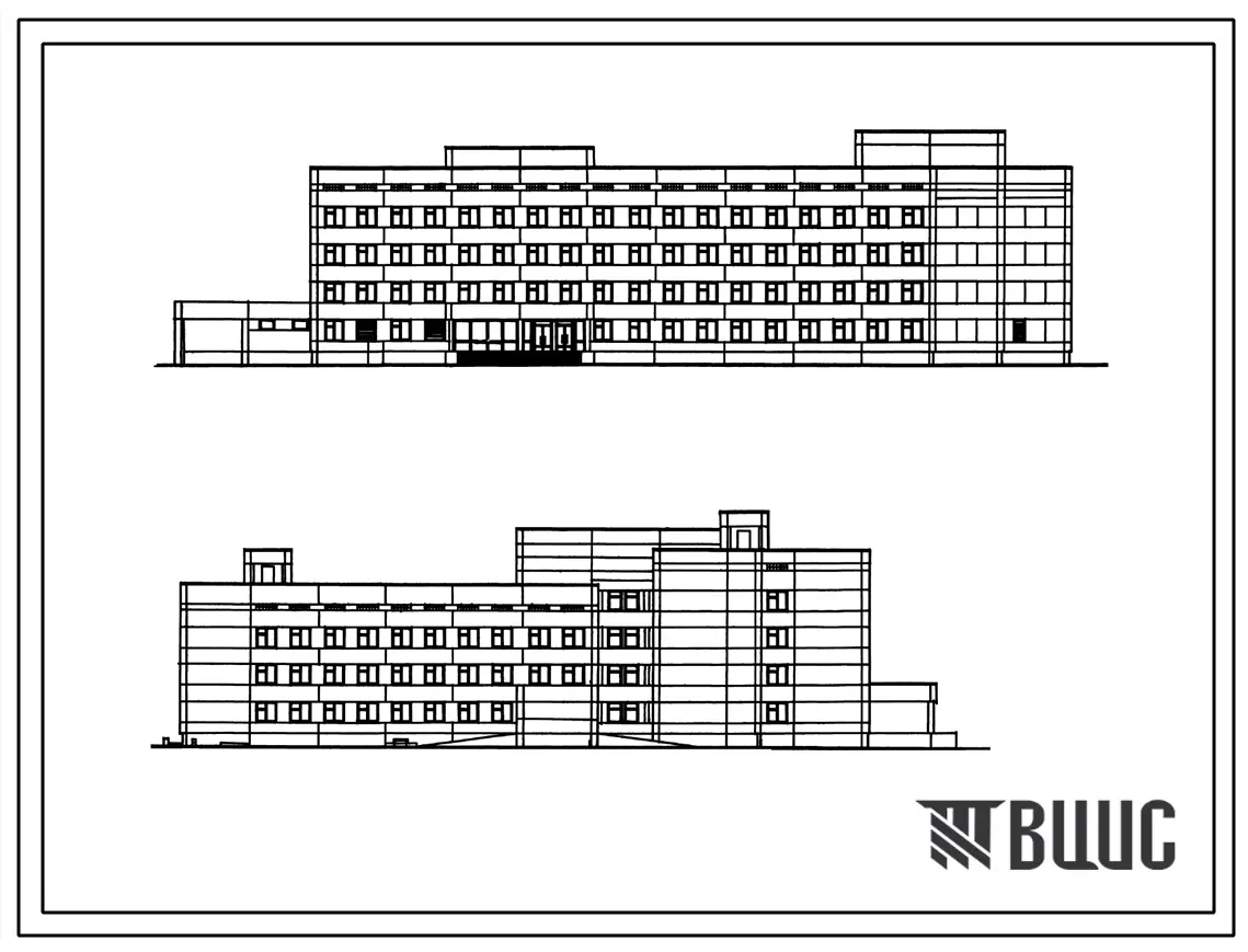 Типовой проект 252-2-21 Акушерский корпус на 100 коек. Здание четырехэтажное. Каркас сборный железобетонный серии ИИ-04. Стены из легкобетонных панелей.