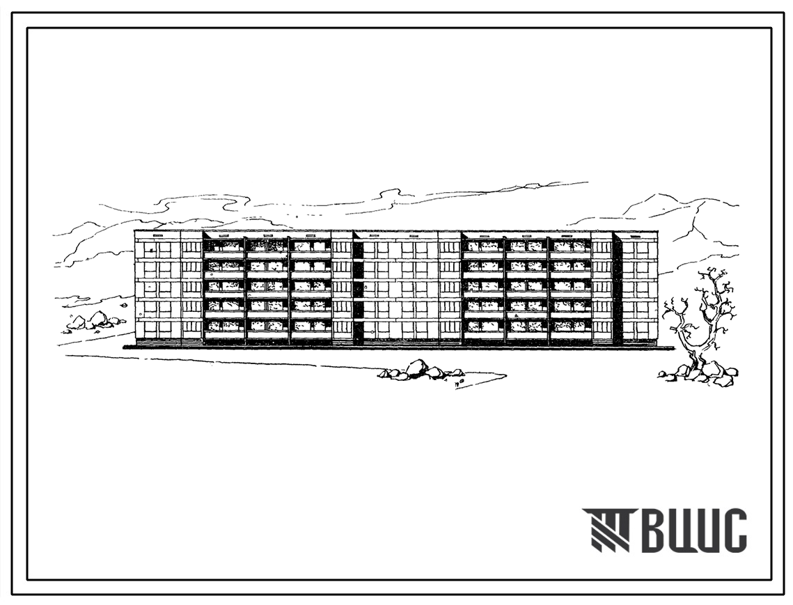 Типовой проект 111-144-1с Пятиэтажный четырехсекционный жилой дом на 60 квартир (двухкомнатных 2Б-20, трехкомнатных 3А-20, трехкомнатных 3Б-20), для строительства во 2В, 3Б и 3В климатических подрайонах сейсмичностью 7 баллов