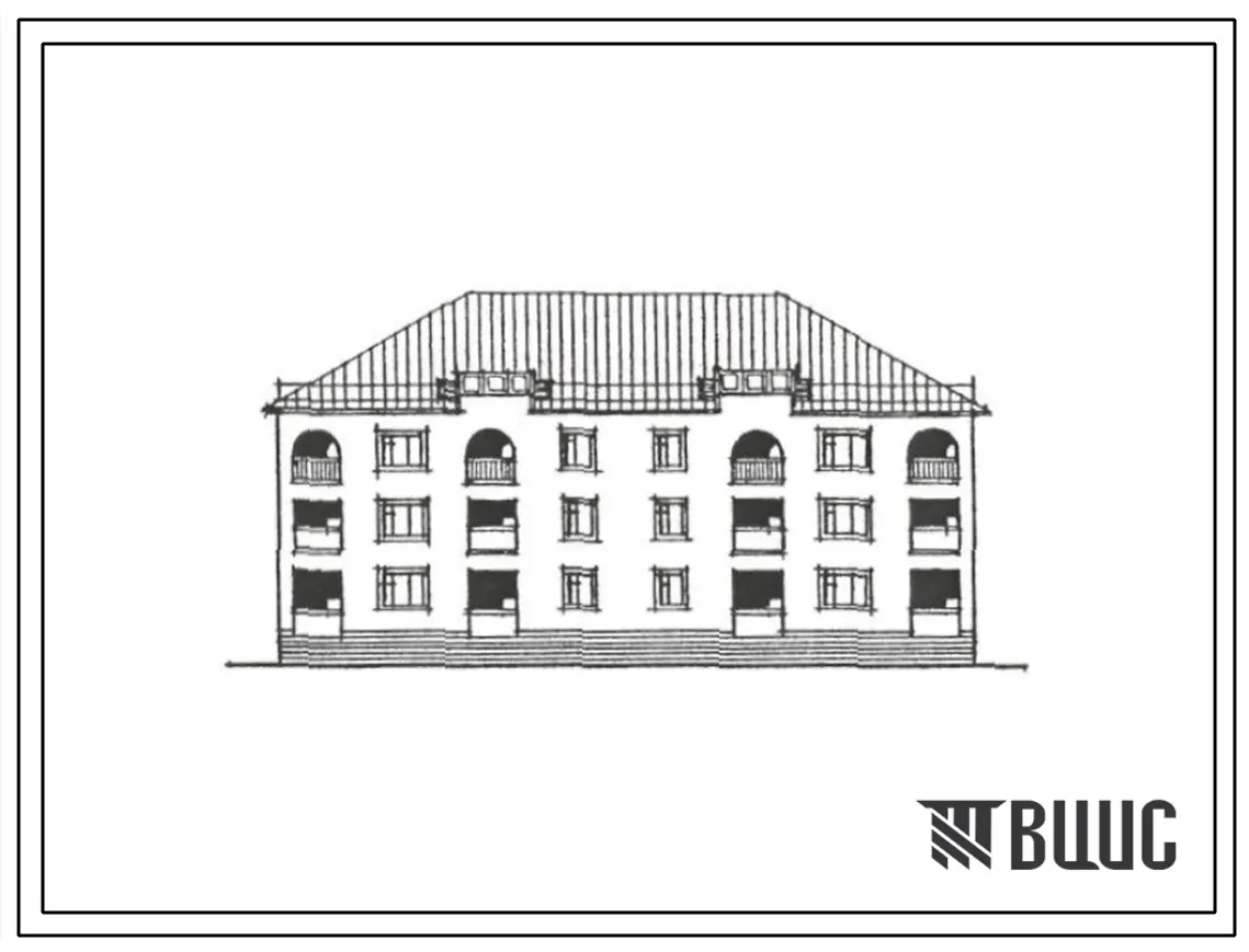 Типовой проект 118-192-40с.13.89 Жилой дом на 12 квартир 2-2-3-3 (СТЕНЫ ИЗ МОНОЛИТНОГО ТУФОБЕТОНА, Ориентация широтная, Сейсмичность 9 баллов, Трехэтажные, Четырехэтажные)