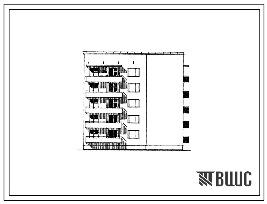 Типовой проект 67-029.87 Пятиэтажная блок-секция угловая на 16 квартир 2Б, 2Б, 2Б (правая)