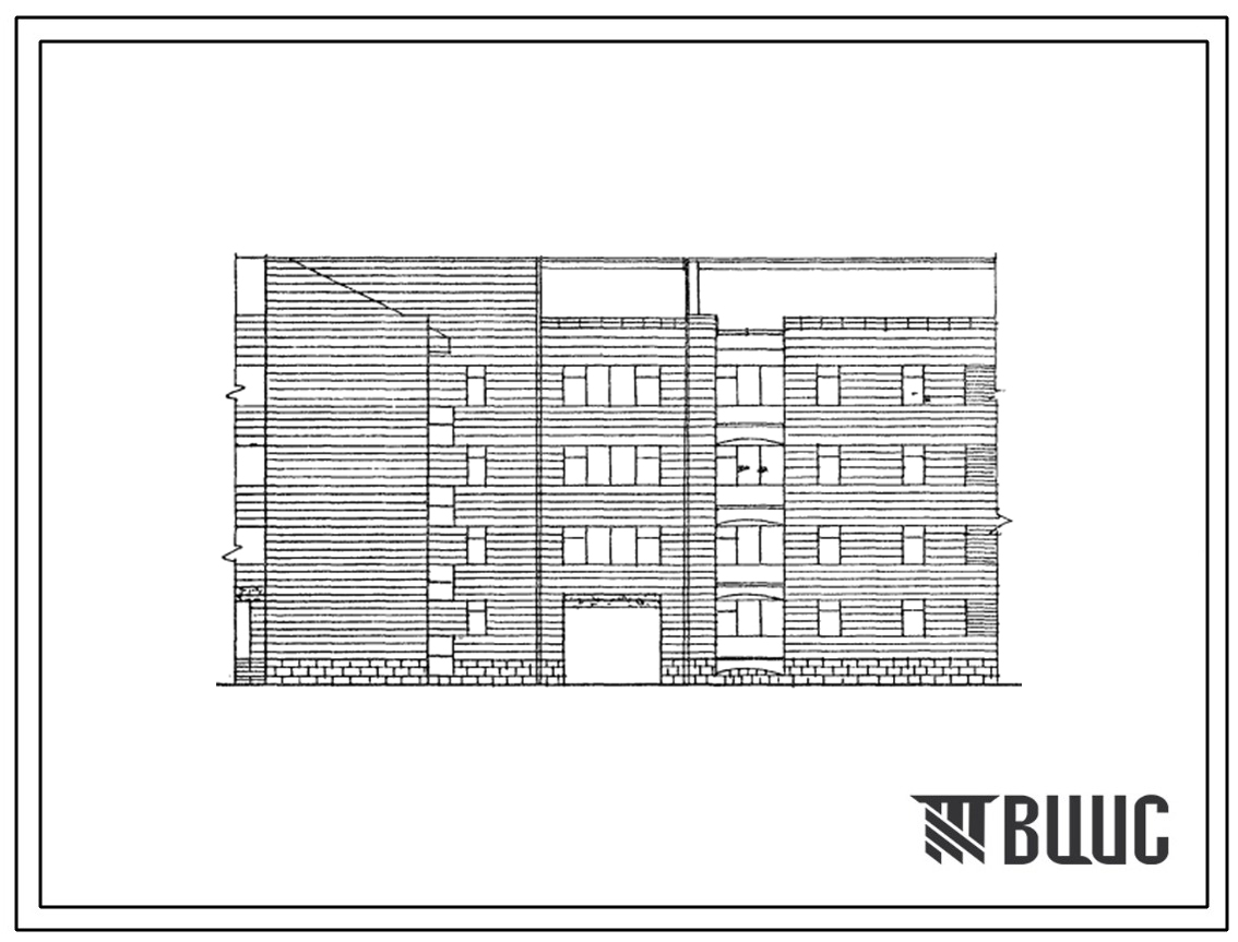 Типовой проект 195-06с.23.88 Четырехэтажная блок-вставка прямая с проездом по первому этажу на 6 комнат (спальни). Для Армянской АССР