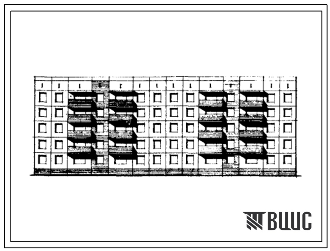 Типовой проект 97-066c/1 5-этажная, 40-квартирная рядовая сдвоенная блок-секция 1Б.2Б.3Б.3Б - 1Б.2Б.3Б.3Б