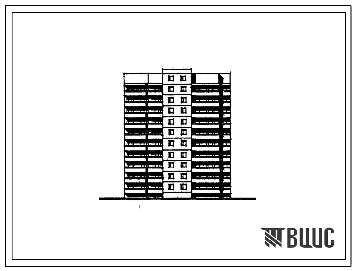 Типовой проект 138-049с.13.89 Блок-секция 10-этажная 40-квартирная торцевая левая 4-1-2-3 (для Кабардино-Балкарской АССР)