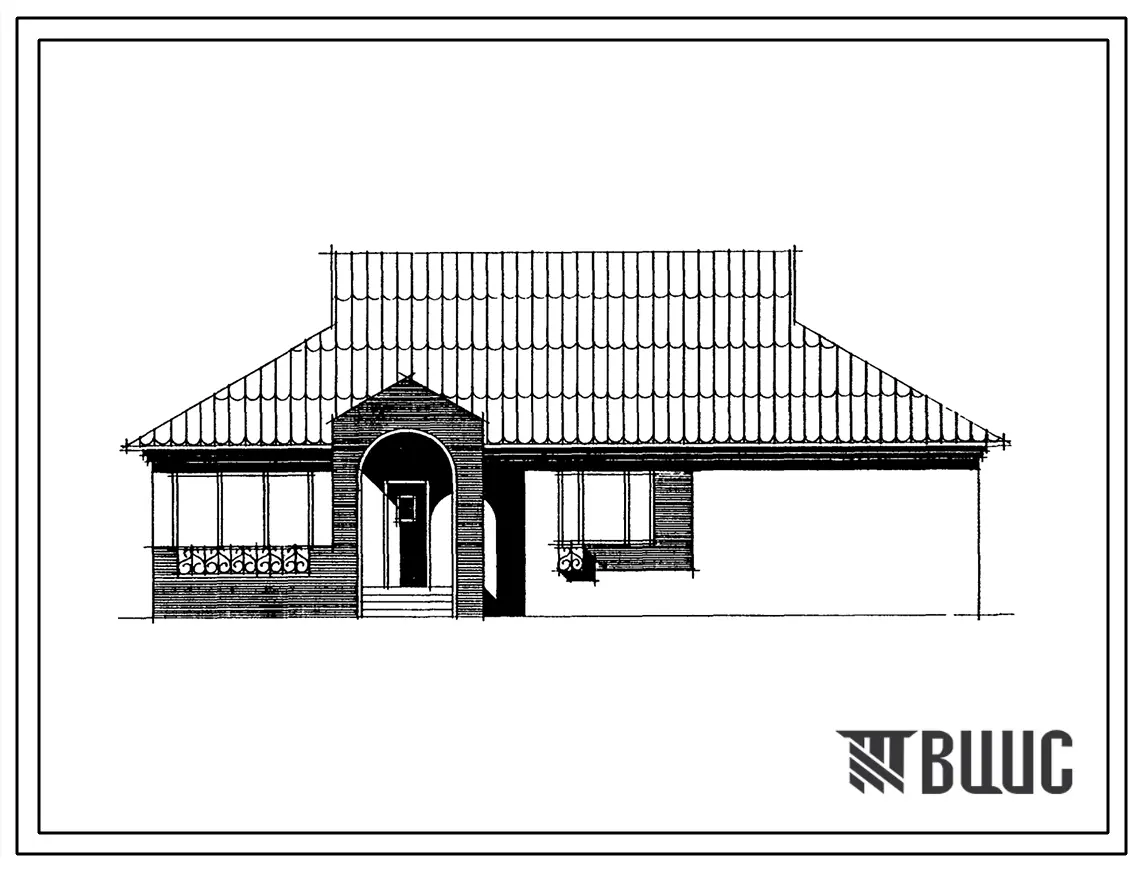 Типовой проект 144-16-166.92 Одноэтажный одноквартирный 3-х комнатный дом с расположением хозяйственных помещений в первом этаже со стенами из кирпича (для индивидуальных застройщиков сельской местности)
