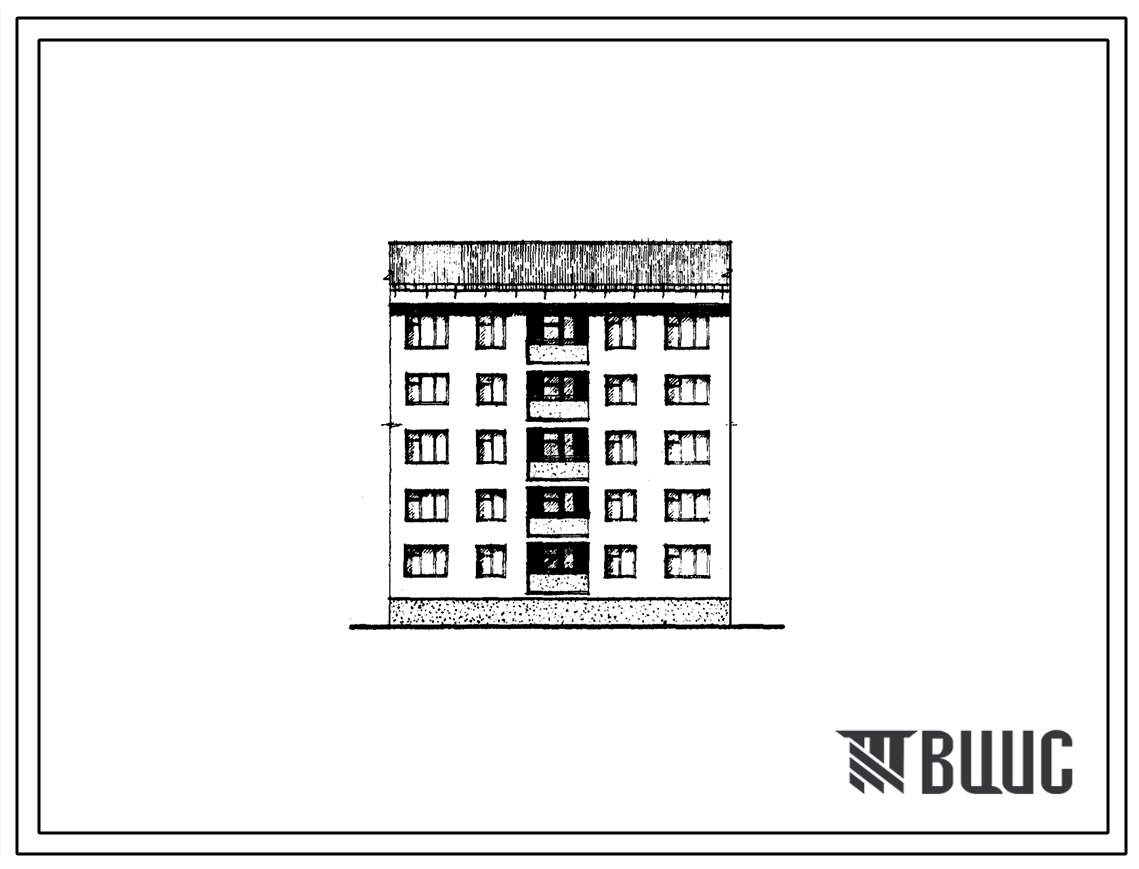 Типовой проект 70-066с/1 Пятиэтажная рядовая блок-секция на 10 квартир ( трехкомнатных 3Б — 5, четырехкомнатных 4Б — 5).