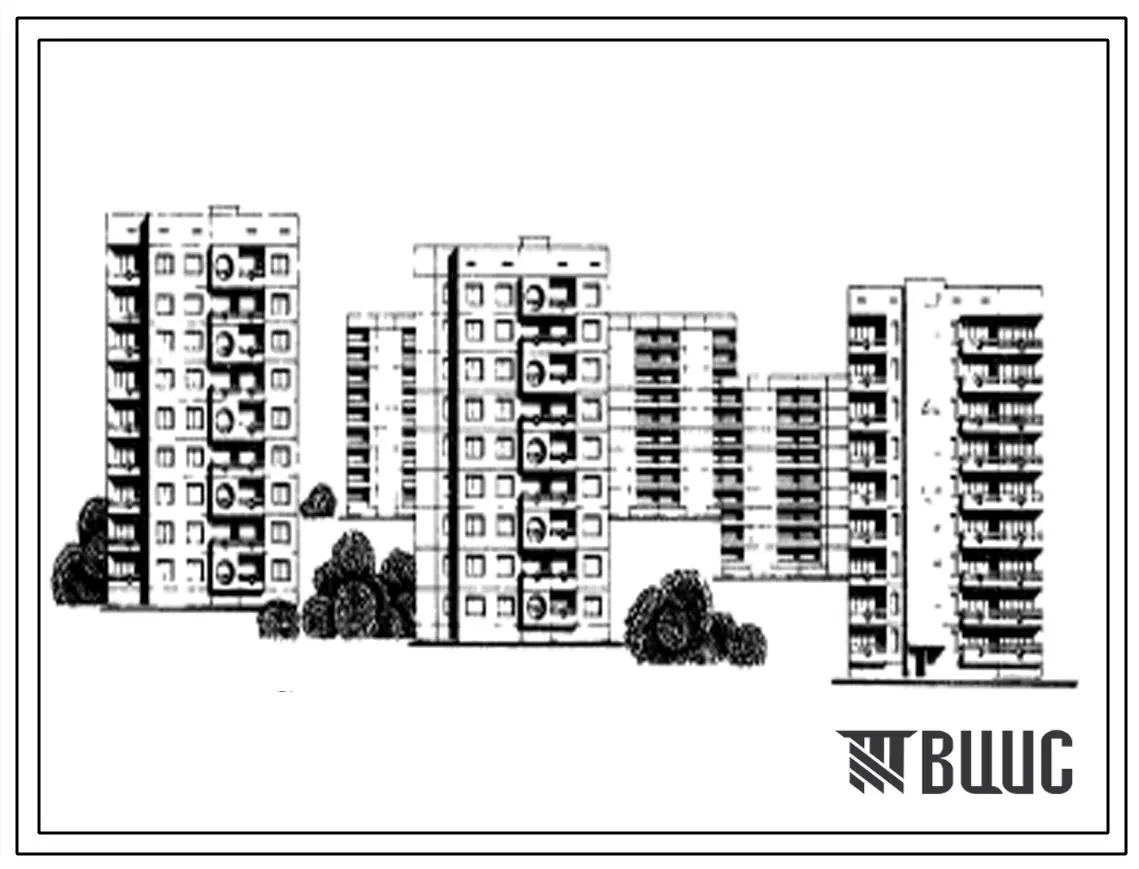 Типовой проект 135-093/1 Девятиэтажная блок-секция поворотная обратная левая на 18 квартир (двухкомнатных 2Б-9, четырехкомнатных 4Б-9). Для строительства в 4Г климатическом подрайоне