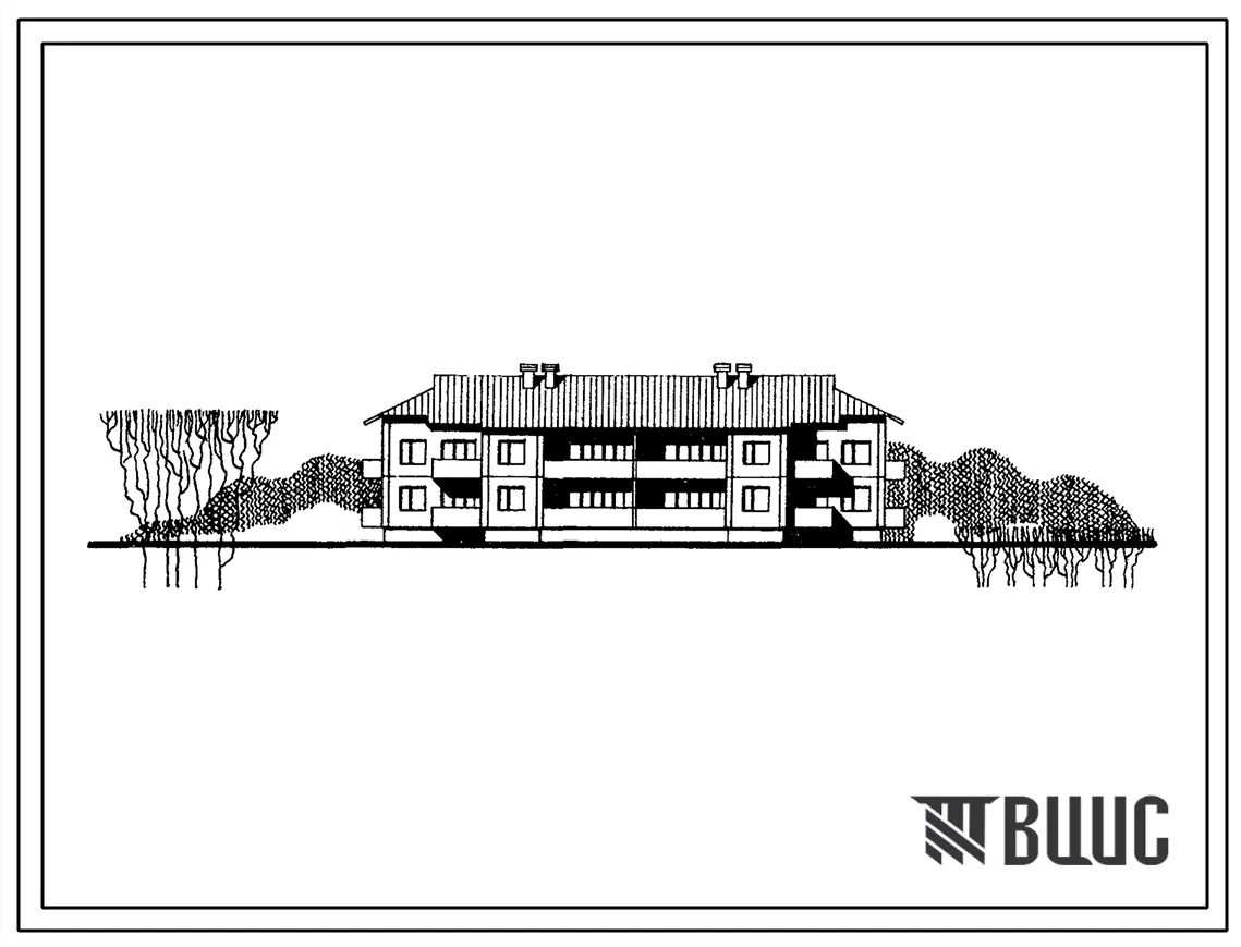 Типовой проект 111-26-58с/1 Двухэтажный двухсекционный 12-квартирный жилой дом.