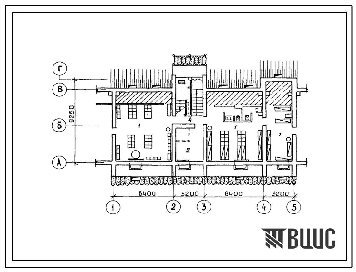 Типовой проект П-4-82(103-018.13.88) Помещения подвала трехэтажной рядовой блок-секции на 6 квартир (Р за-4Б) с несущими кирпичными поперечными стенами, (убежище на 82 человек, размеры убежища 19,2м на 9,25м, режимы вентиляции 1,2).