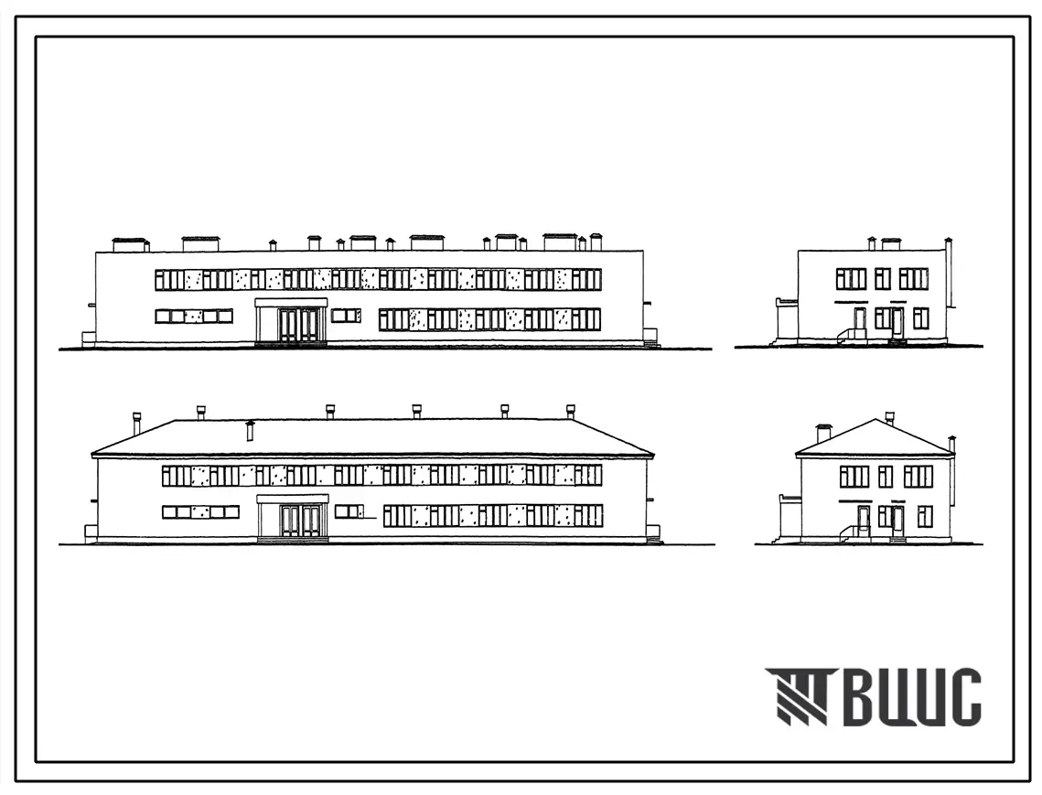 Типовой проект 224-9-11 Спальный корпус на 120 мест (со столовой) для строительства при сельских школах-интернатах. Стены из кирпича