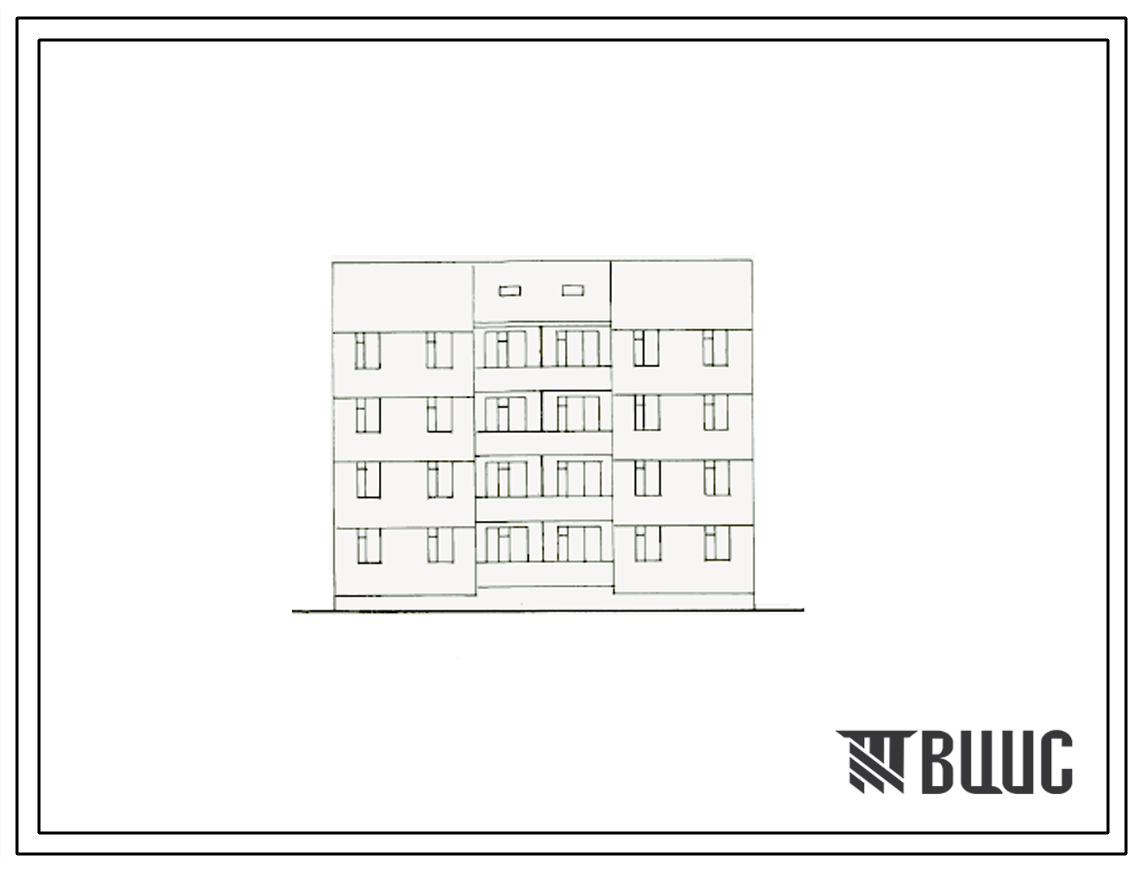 Типовой проект 026-0108.13.87 Блок-секция 4-этажная 8-квартирная рядовая с торцовыми окончаниями 3Б-4Б