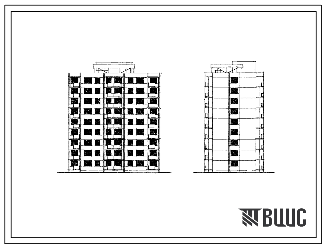 Типовой проект 111-88-10/74 Девятиэтажный односекционный дом на 45 квартир (однокомнатных 1Б-9, двухкомнатных 2Б-18, трехкомнатных 3Б-18), для строительства во 2В климатическом подрайоне Белорусской ССР