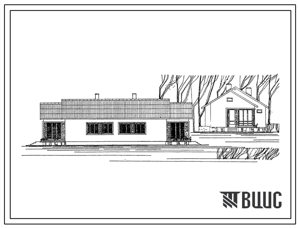 Типовой проект 184-12-42/67 Одноэтажный двухквартирный дом с двухкомнатными квартирами для строительства в Беларусской ССР (Для I проектно-строительной зоны).