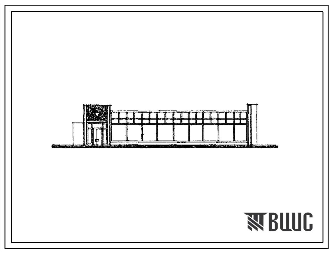 Типовой проект 274-12-25 Унифицированное здание промтоварного магазина торговой площадью 500м2 – «Обувь» для строительства в 1В климатическом подрайоне, во 2 и 3 климатических районах.
