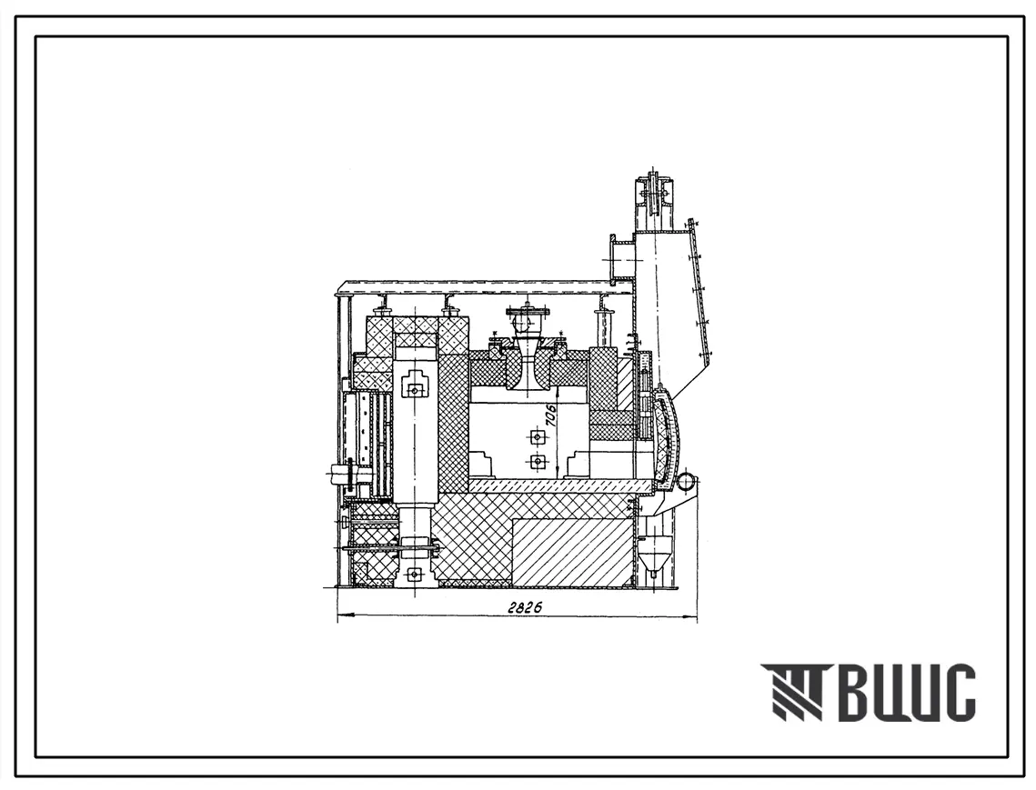 Типовой проект 406-9-308.86 Печь нагревательная камерная размерами пода 1,04х0,93 м на газе низкого давления с отводом дыма в боров
