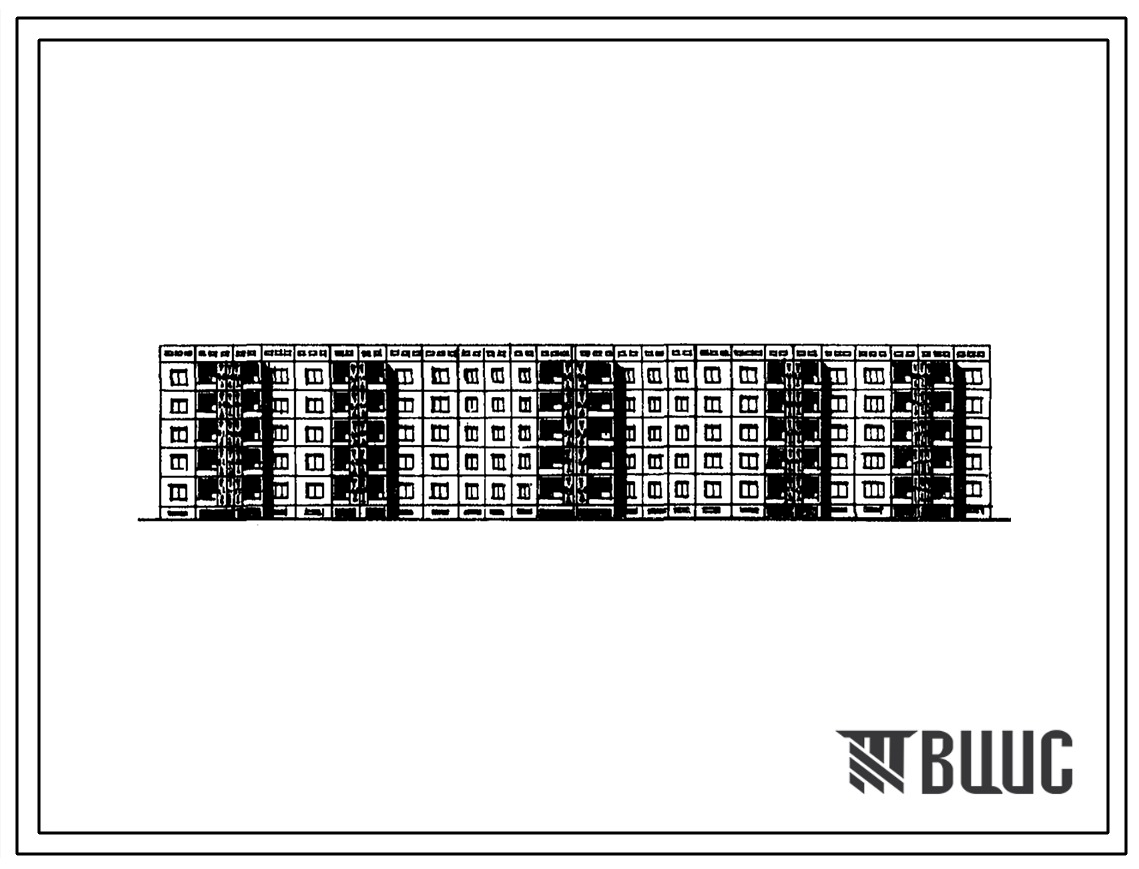 Типовой проект 111-105-46с/1 Пятиэтажный шестисекционный дом на 70 квартир (однокомнатных 1Б-20, двухкомнатных 2Б-20, трехкомнатных 3Б-20, четырехкомнатных 4Б-10). Для строительства в 4 климатическом районе Казахской ССР сейсмичностью 7 и 8 баллов