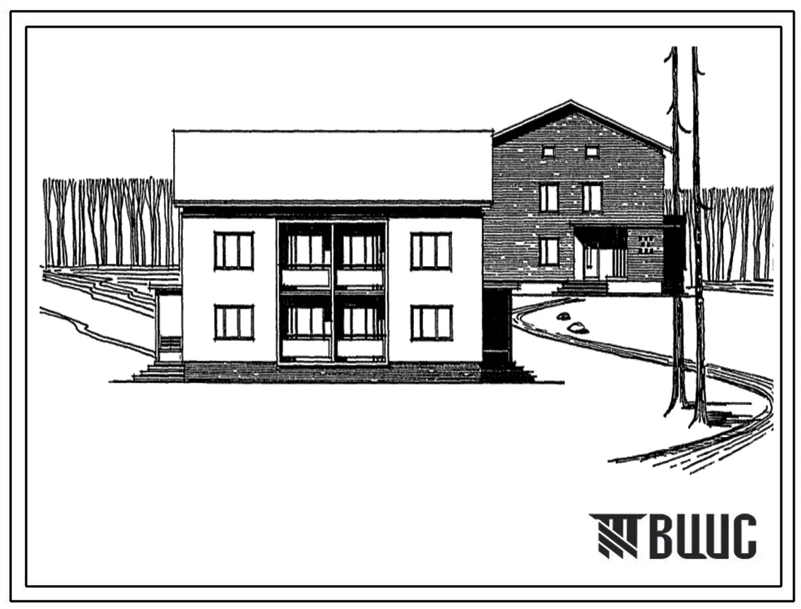 Типовой проект 114-12-64 Двухэтажный четырехквартирный дом с трехкомнатными квартирами с центральным отоплением для кооперативного строительства.