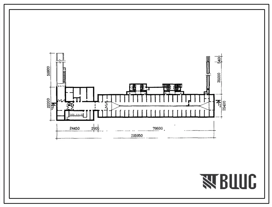 Типовой проект А-II-47/2400-80/2П Гараж-стоянка типа «А» под 3-х секционным жилым домом П30-5/12Г