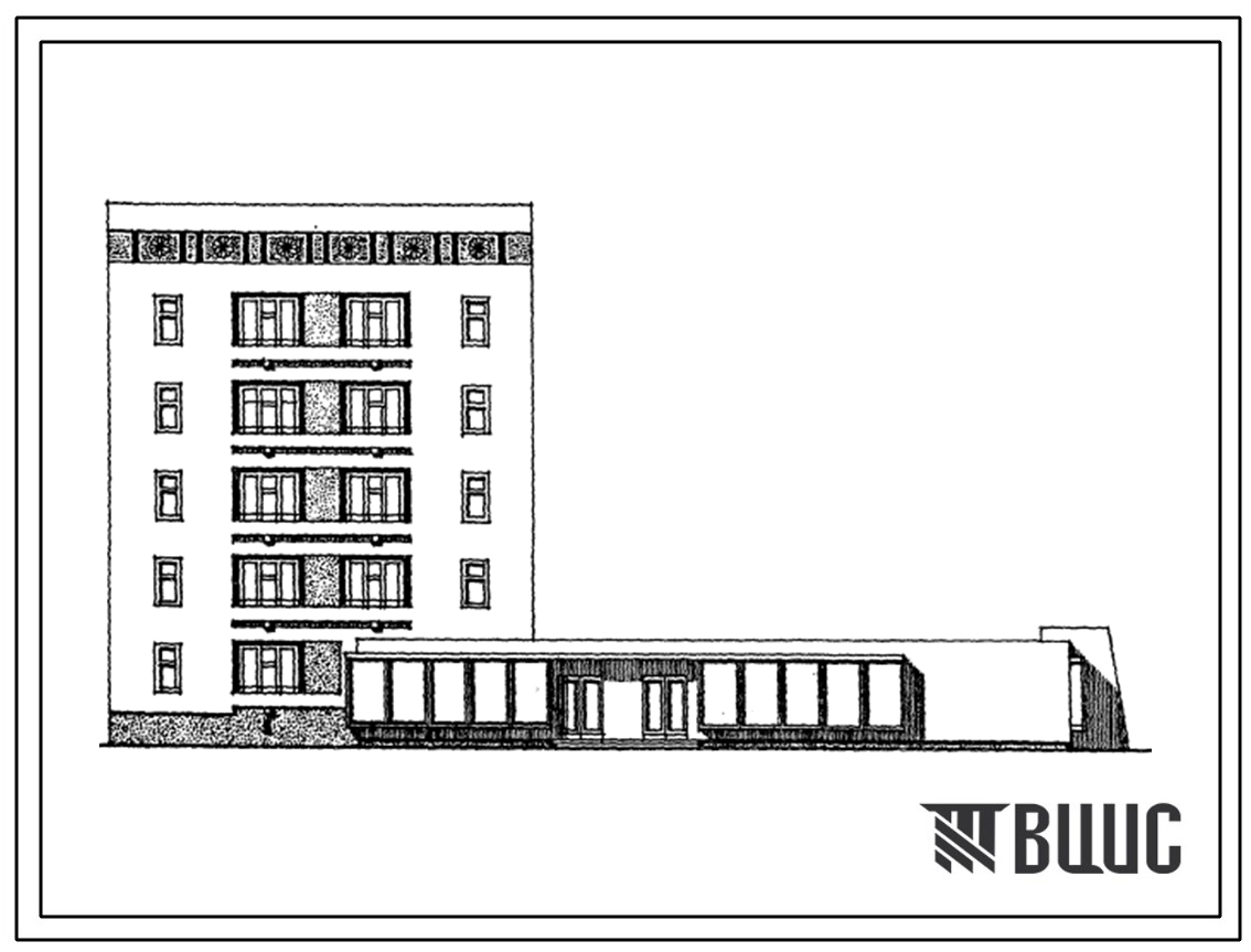 Типовой проект 63-053с.13.86 Блок-секция 5-этажная 9-квартирная торцовая с встроенно-пристроенным кондитерским магазином на 11 рабочих мест 3А-2Б (для Азербайджанской ССР)