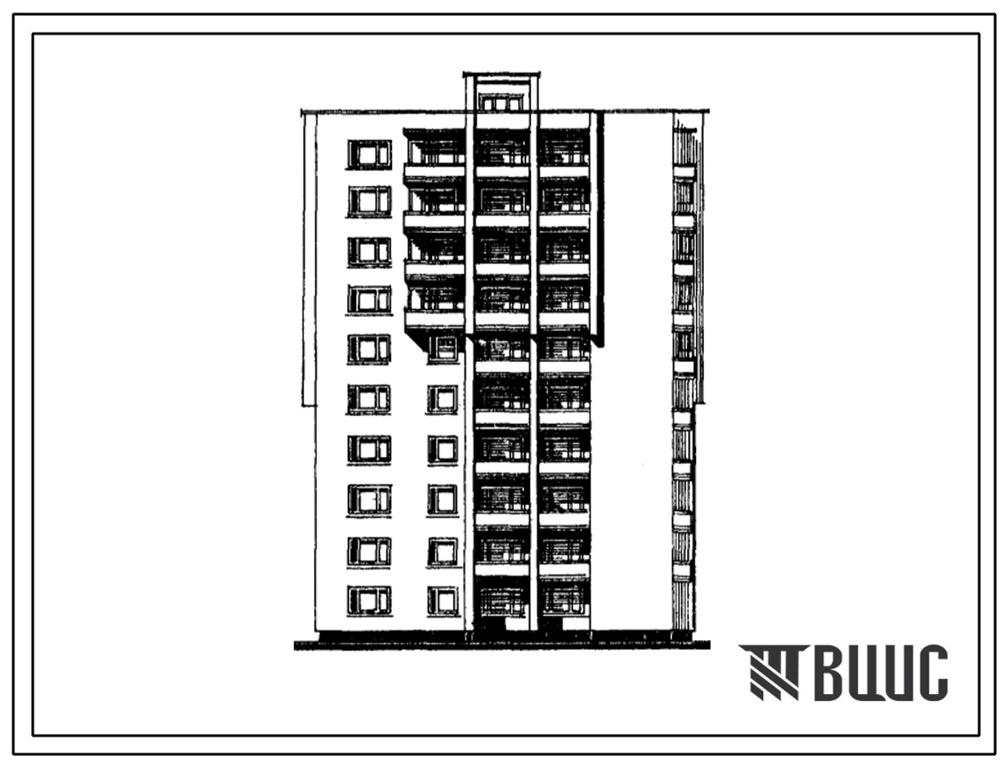 Типовой проект 117-015/1 Девятиэтажная блок-секция на 38 квартир (однокомнатных 1Б-9, двухкомнатных 2Б-19, четырехкомнатных 4Б-10). Для строительства во 2В климатическом подрайоне Литовской ССР
