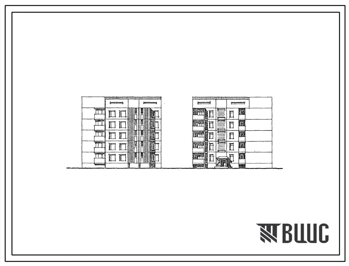 Типовой проект 135-0188с/1.2 Блок-секция угловая 5-этажная 10-квартирная с торцовым окончанием 4Б-2Б (левая)