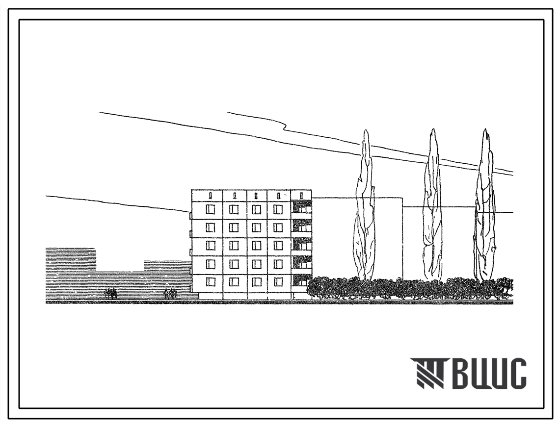 Типовой проект 95-04 5-этажная крупнопанельная блок-секция торцевая левая на 15 квартир для строительства в Украинской ССР. Расчетная температура -22С.