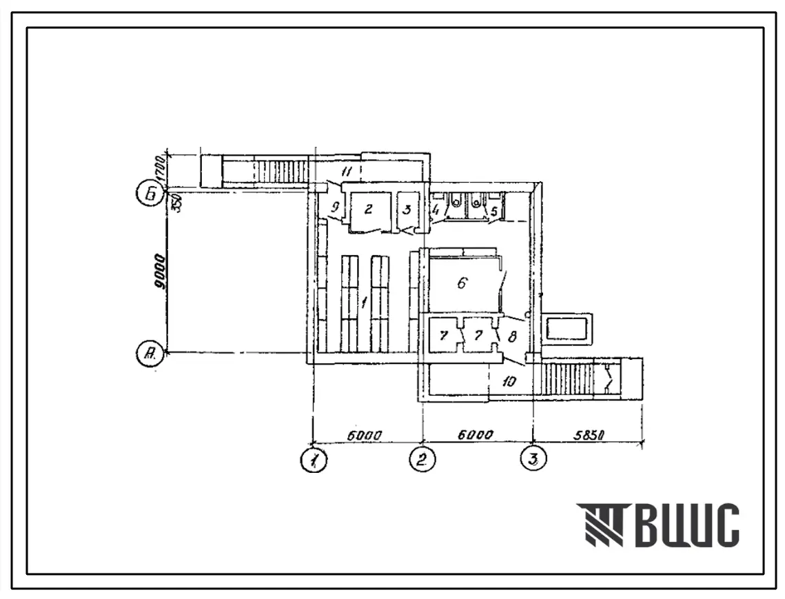 Типовой проект А-II,III,IV-100-447.89 Склад материалов и оборудования отдельно стоящий полузаглубленный. Стены из бетонных блоков по ГОСТ 13579-78, (убежище на 100 человек, размеры убежища 23,6м на 13,9м, режимы вентиляции 1,2).