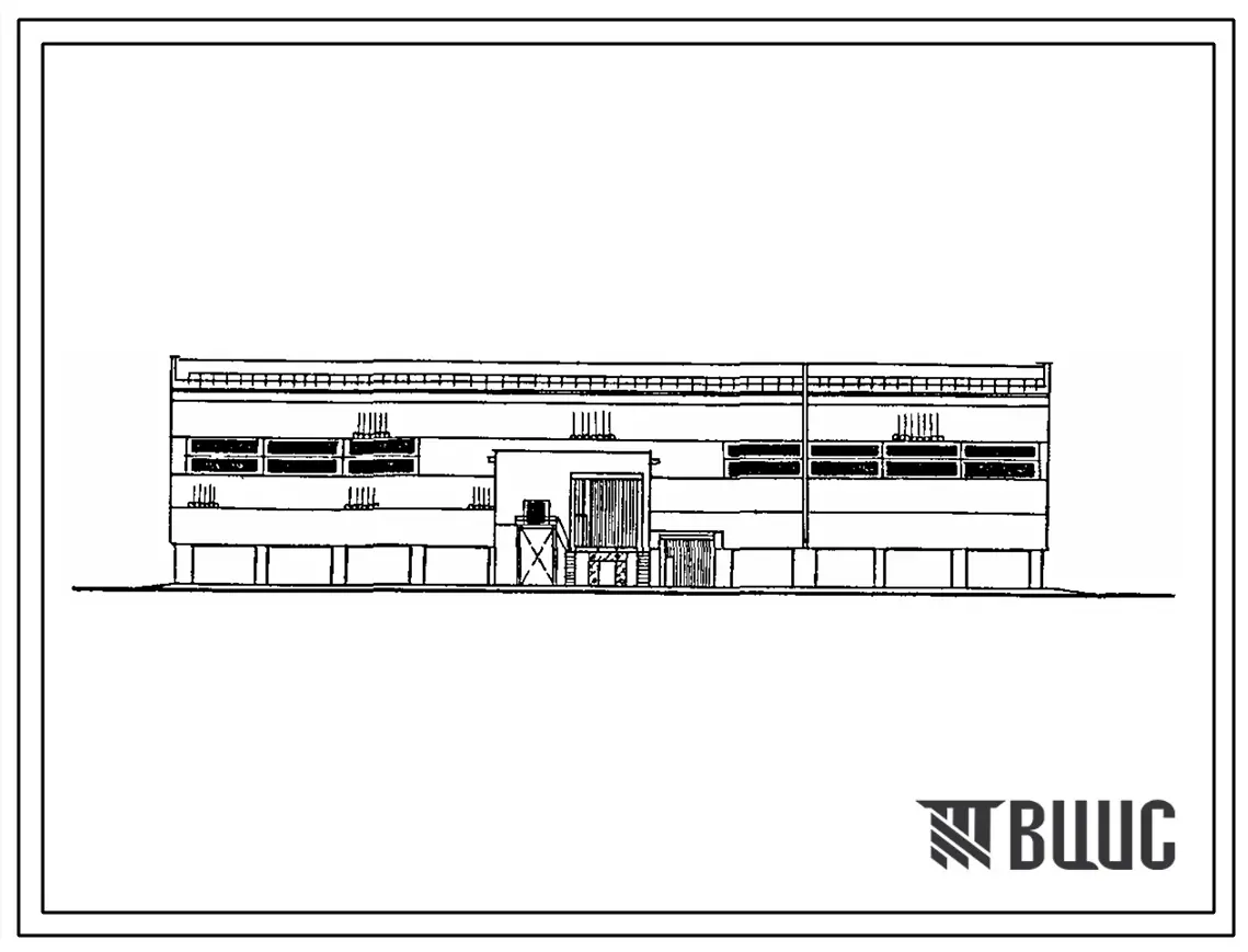 Типовой проект 705-1-191.85 Прирельсовый склад минеральных удобрений вместимостью 5000 т с мостовым грейферным краном (вариант с покрытием из железобетонных ферм)