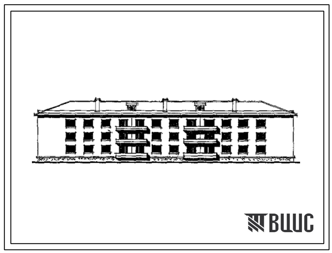 Типовой проект 114-24-45 Трехэтажный трехсекционный дом на 24 квартиры для строительства в Северных и Центральных районах УССР