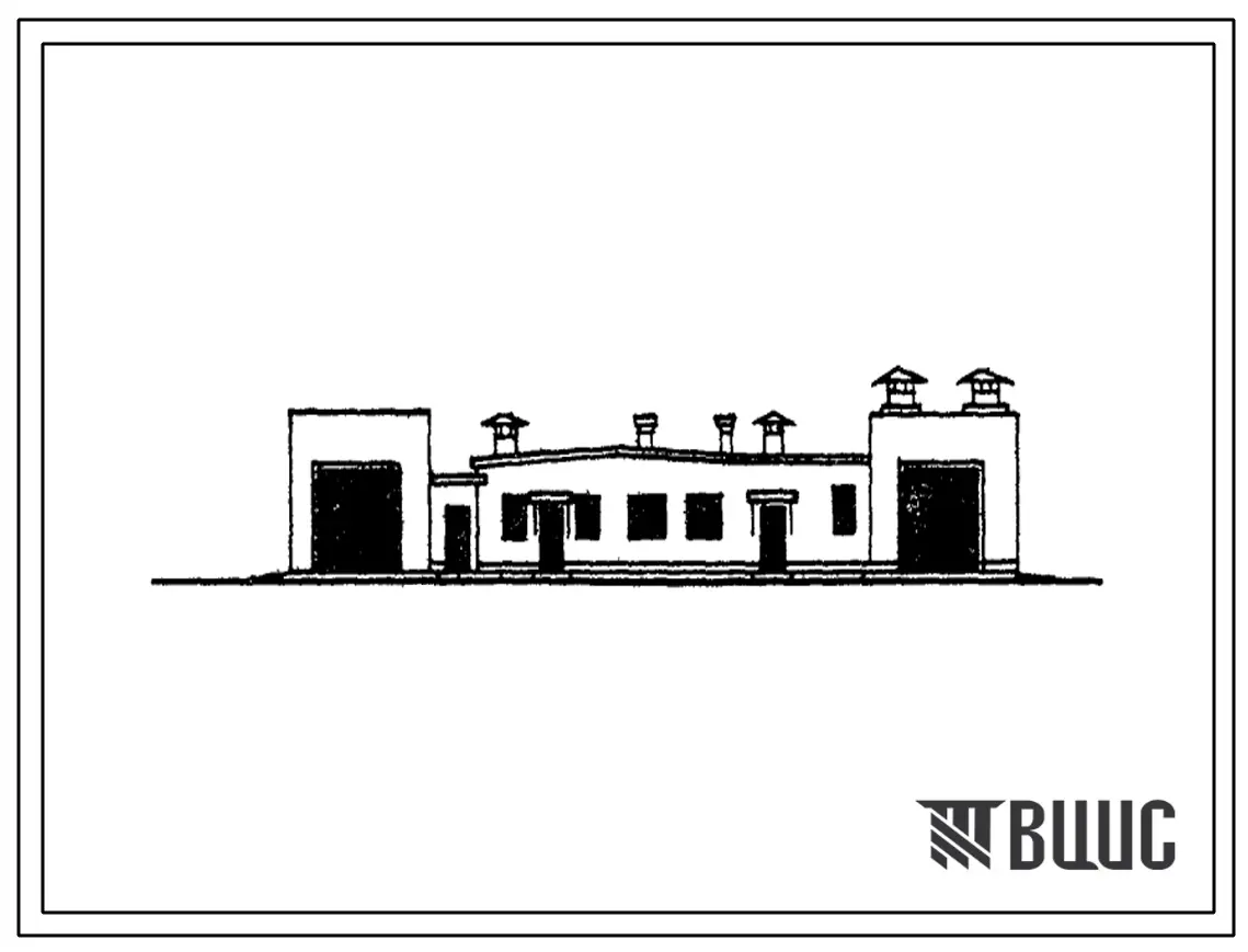 Типовой проект 807-43 Блок ветеринарно-санитарного пропускника для персонала и дезопропускника для транспортных средств свинооткормочных ферм от 8 до 12 тыс. голов.