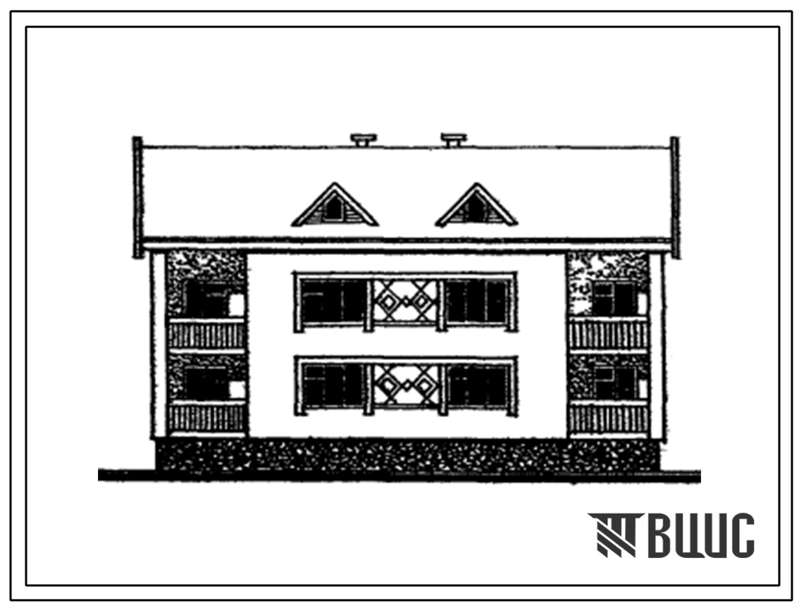 Типовой проект 114-89-83/1 Жилой дом двухэтажный четырехквартирный с квартирами 3Б-3Б.