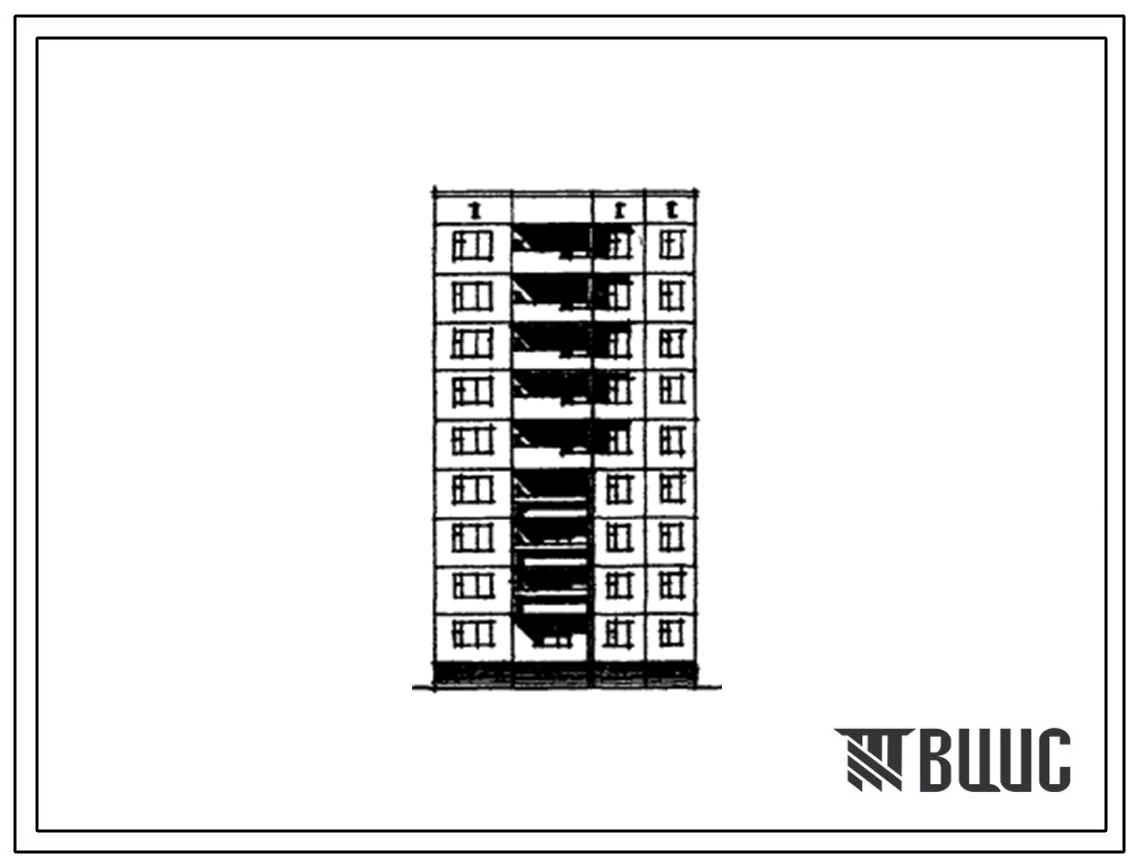 Типовой проект 97-0118/1 Девятиэтажная рядовая полублок-секция основная левая ОР5л-2Б-4А.