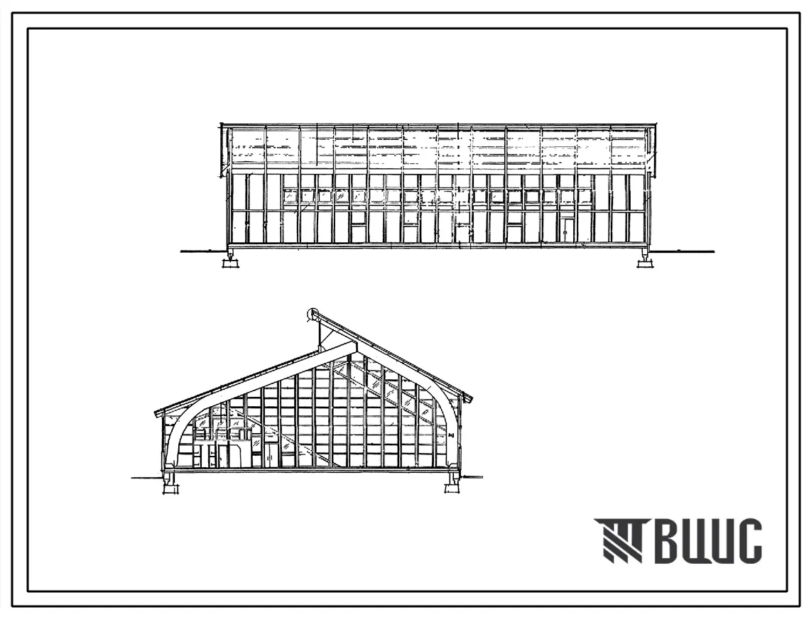 Типовой проект Э-86-584 Спортивно-оздоровительный корпус в деревянных клееных конструкциях с залом 36х18 метров