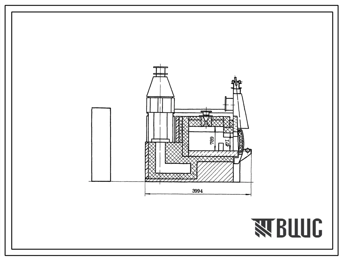 Типовой проект 406-9-220 Печь нагревательная камерная размерами пода 1,16 х 1,5 м на газе низкого давления с отводом дыма вверх