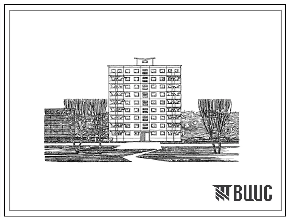 Типовой проект 1Р-303-15 Девятиэтажный крупнопанельный жилой дом на 54 квартиры.